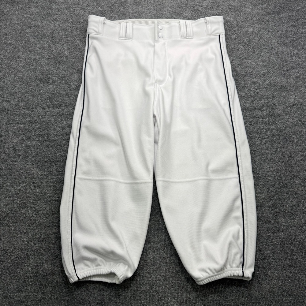 A4 Pro Style Piped Baseball Pants Mens L White 18in Inseam Athletic Knickers
